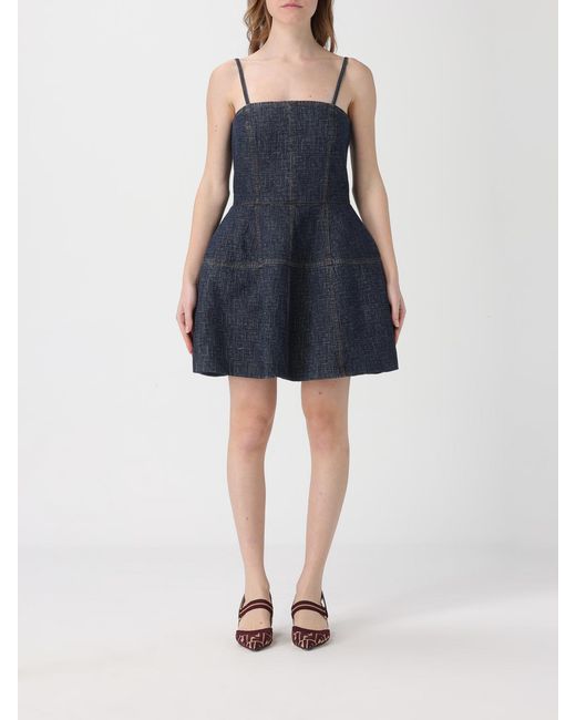 Fendi Blue Denim Dress With Ff Motif