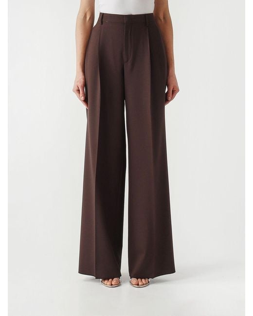 Tagliatore Brown Stretch Virgin Wool Palazzo Trousers