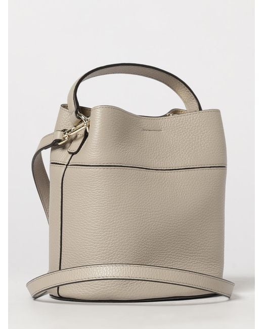 Furla Natural Amelie Mini Leather Bucket Bag By With Turn-Lock Closure