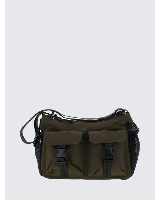 A.P.C. Black Utility Nylon Shoulder Bag With Adjustable Strap And Snap Hook for men