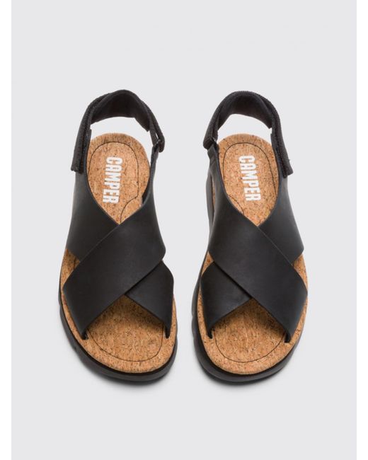 Camper Black Oruga Leather Sandals