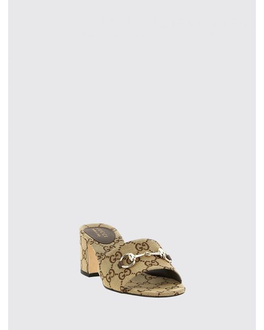 Gucci Natural Gg Jacquard Monogram Canvas Mules