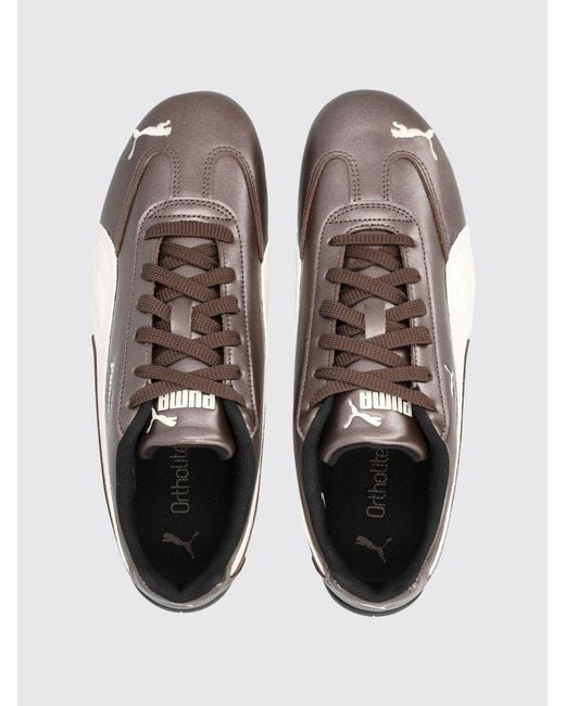 PUMA White Speedcat Laminated Leather Sneakers for men