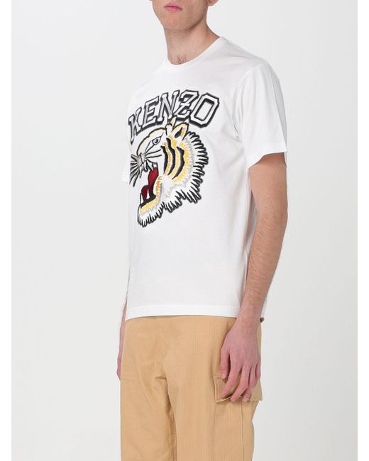 T-shirt Tiger Paris in cotone di KENZO in White da Uomo