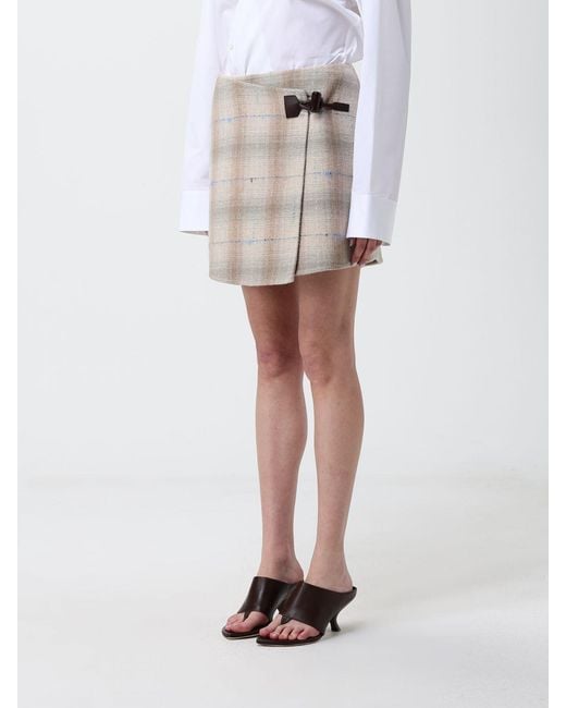 Loewe White Check Wool And Cashmere Mini Skirt