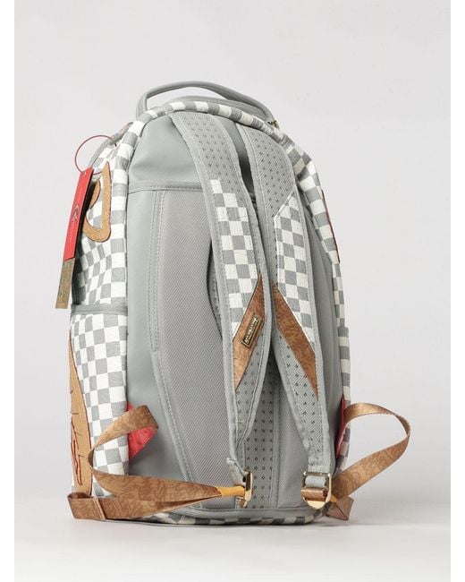 Sprayground Natural Checkerboard Backpack With Shark Crew Logo And Laptop Pocket for men