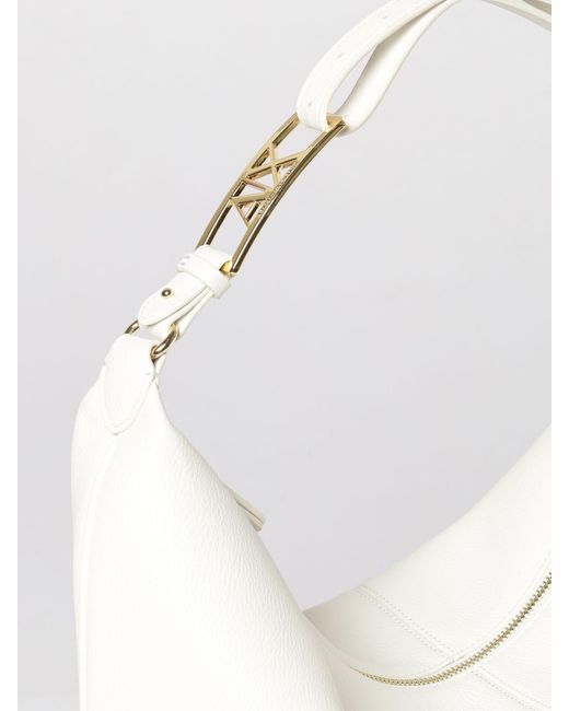 ARMANI EXCHANGE White Grained Faux Leather Hobo Bag