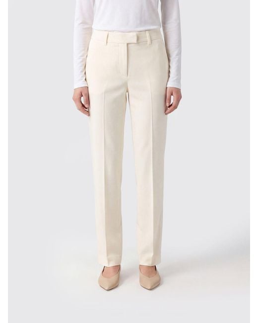 Grifoni Natural Straight-Leg Tailored Cotton Pants With Mid-Rise And Slash Pockets