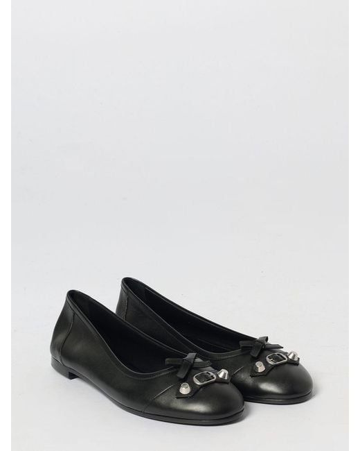Balenciaga Black City Up Leather Ballerinas