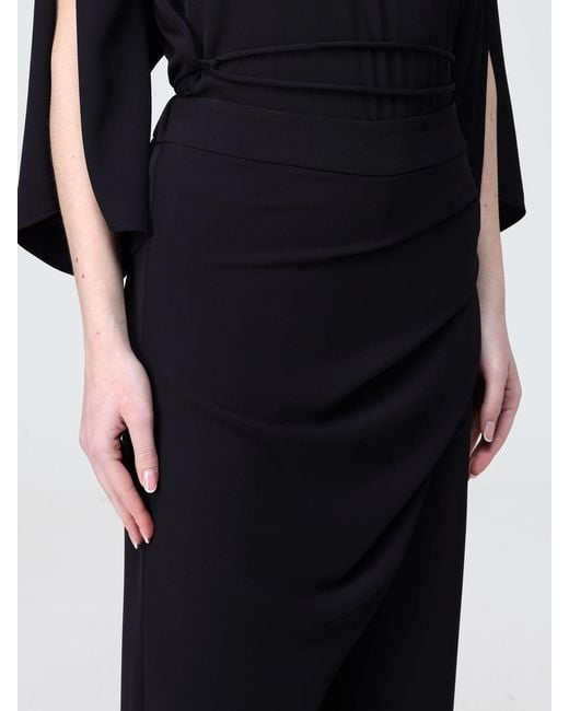 Hanita Black Jersey Trousers With Draped Panel