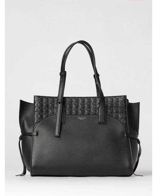 Serapian Black Maro Tasche Aus Genarbtem Leder