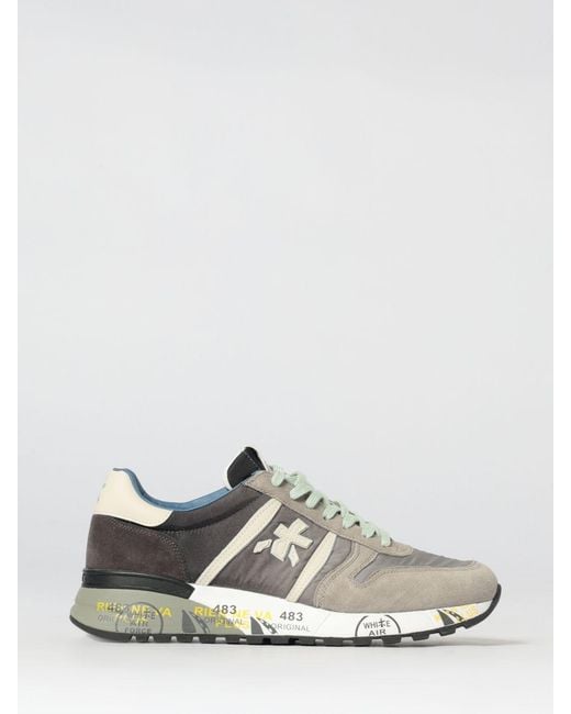 Premiata White Lander Suede And Nylon Sneakers for men