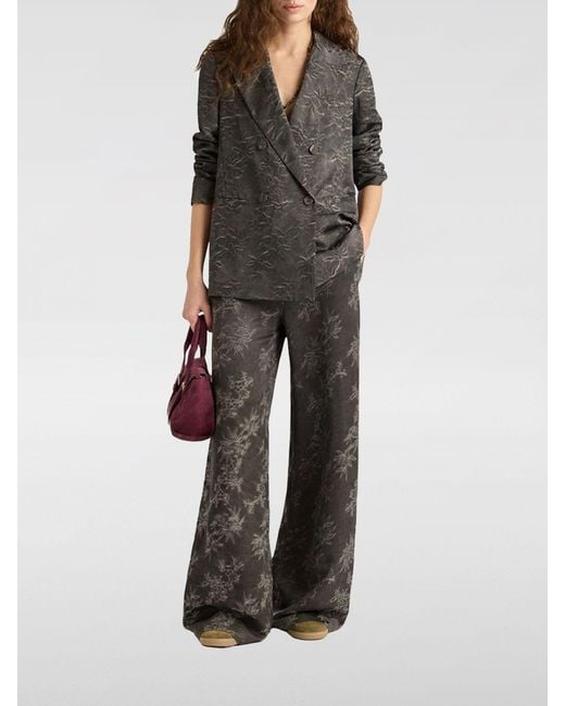 Momoní Gray MomonÌ Double-Breasted Jacquard Viscose Blazer