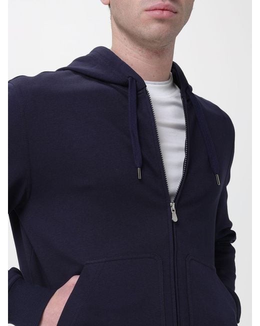 Brunello Cucinelli Blue Cotton Blend Hoodie for men