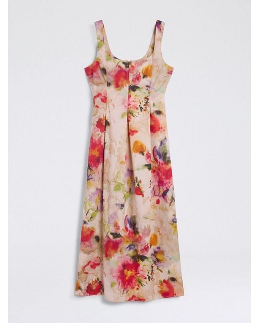 Momoní White MomonÌ Floral Print Cotton Midi Dress