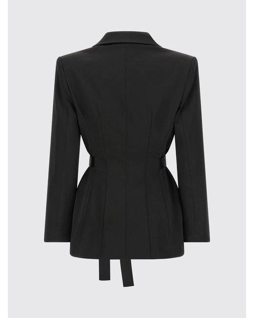 Elisabetta Franchi Black Robe-Style Jacket With Peaked Lapels And A Tie Belt