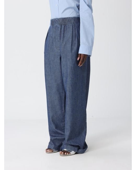 Jil Sander Blue Cotton Palazzo Trousers