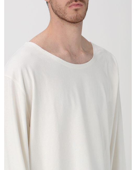 T-shirt in cotone e lino di Lemaire in White da Uomo