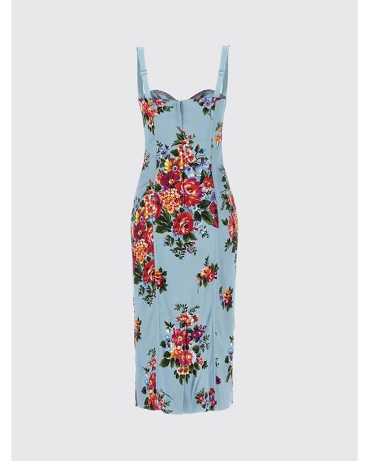 Dolce & Gabbana White Dolce &Amp Gabbana Floral Print Silk Blend Midi Dress