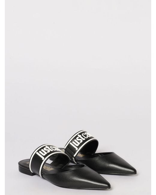 Just Cavalli White Leather Mules