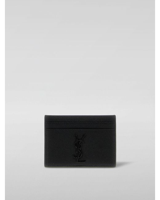 Portacarte di credito in pelle grain de poudre di Saint Laurent in Black da Uomo
