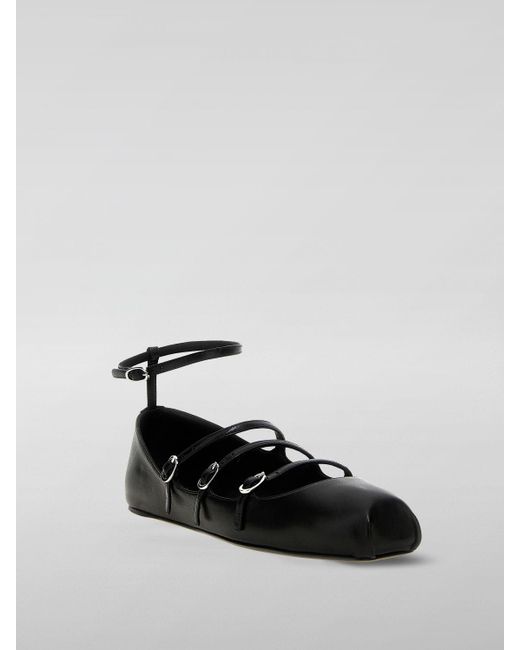 Alexander McQueen Black Leather Ballet Flats