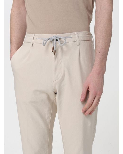 Eleventy Natural Cotton Blend Trousers With Drawstring for men