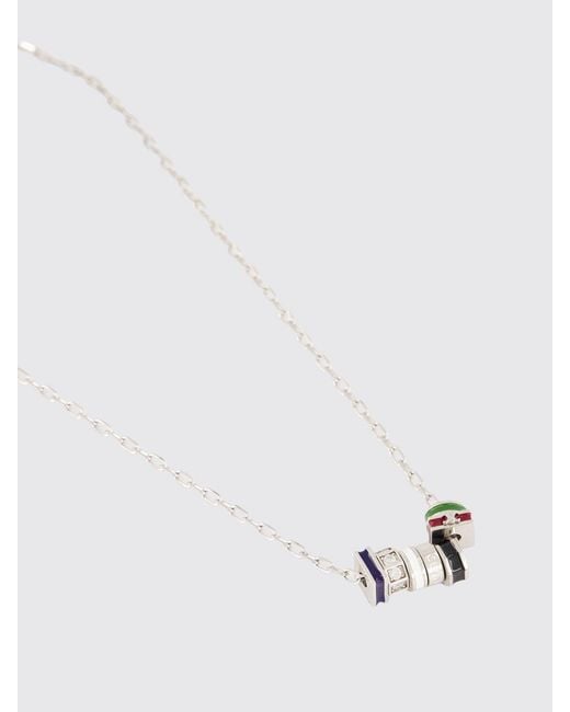 Céline White Adjustable Enamelled Brass Necklace With Charms And Set Rhinestones for men