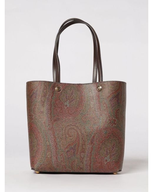 Etro Brown Essential Paisley Print Coated Cotton Bag