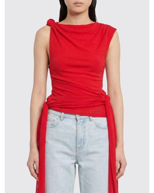 Ganni Red Asymmetrical Top