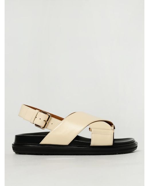 Marni Black Crossstrap Leather Platform Sandals