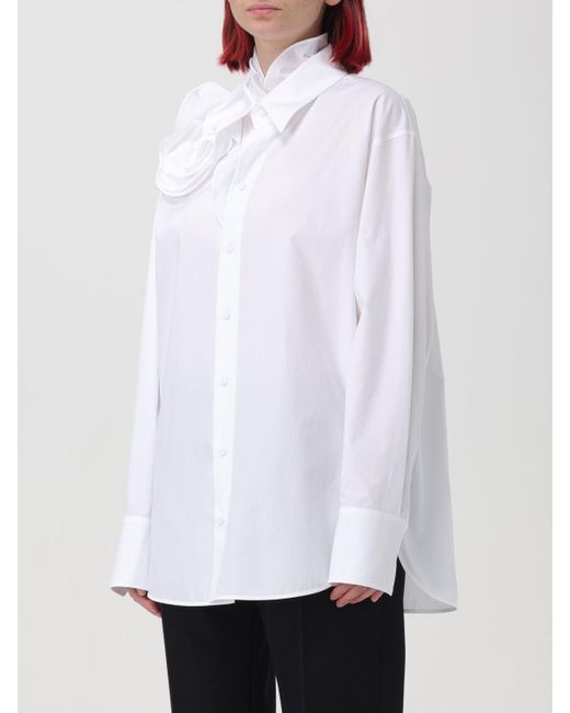 Camicia in popeline di cotone con fiore di Valentino in White