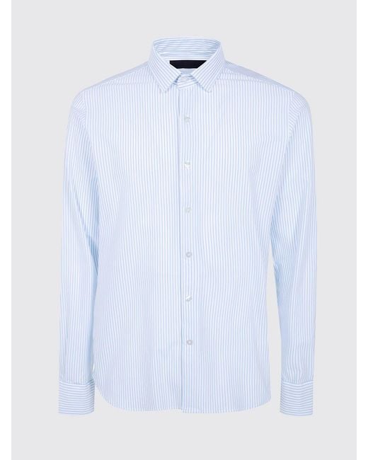 Rrd White Striped Technical Fabric Shirt With A Slim Fit And Classic Collar for men