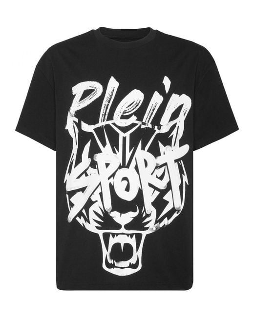 Philipp Plein Black Cotton Jersey T-Shirt With Contrasting Logo for men