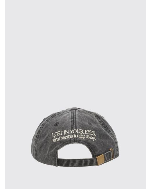 AMISH Gray Cotton Denim Baseball Cap With Embroidered Logo And Slogan for men