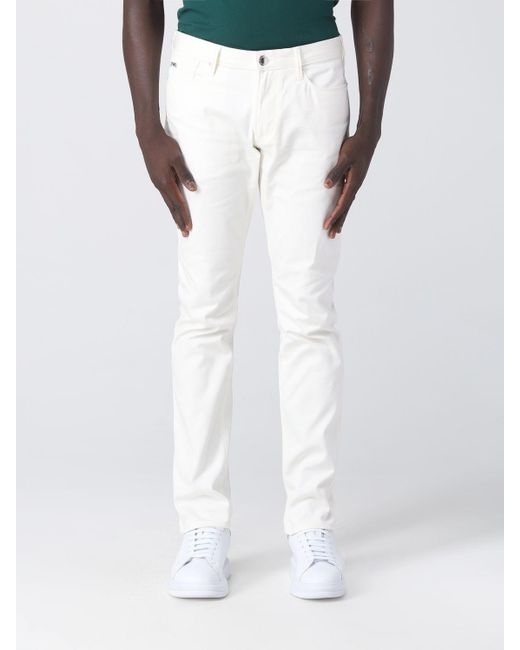 Emporio Armani White Jeans In Stretch Denim for men