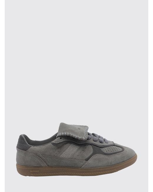 Alohas Gray Tb.490 Two-Tone Suede Sneakers With Laminated Logo