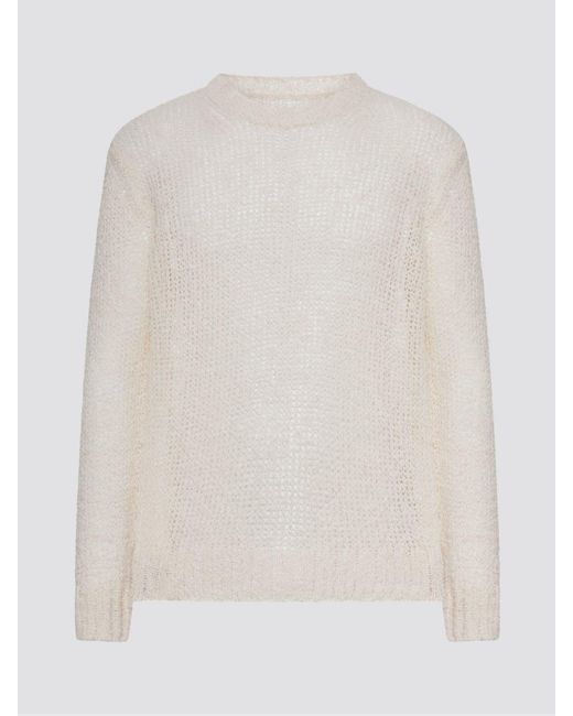 Jil Sander White Linen Crew Neck Sweater for men