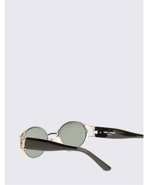 Saint Laurent White Oval Tortoiseshell Acetate Sunglasses With Ysl Monogram