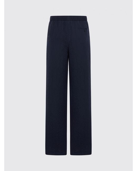 Giorgio Armani Blue Wide Leg Viscose Blend Trousers for men