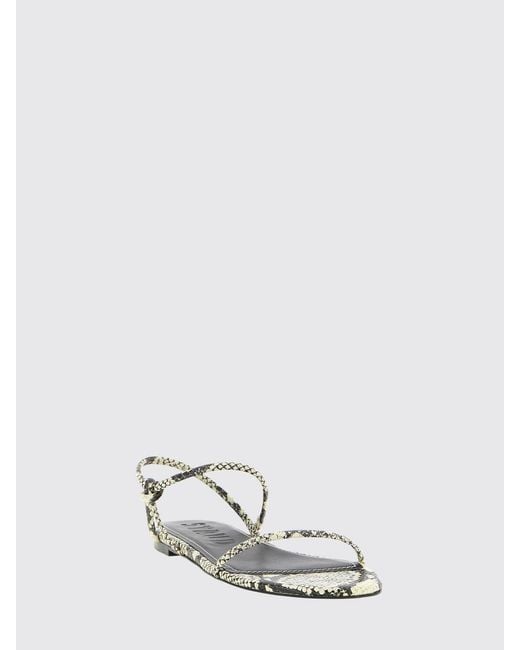 Staud White Laurel Python-Print Leather Low-Heeled Sandals