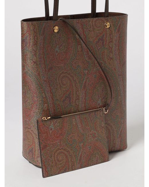 Etro Brown Coated Cotton Paisley Shoulder Tote Bag for men