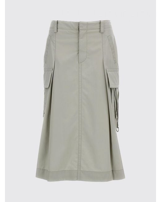 DURAZZI MILANO Gray Midi Cotton Cargo Skirt With Side Pockets
