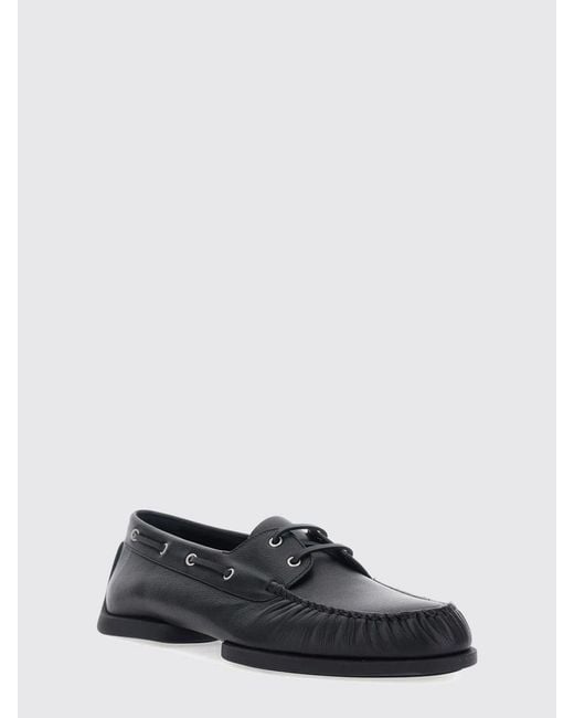Jil Sander White Leather Boat Loafers for men