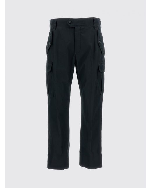 McQueen Black Cotton Cargo Trousers for men