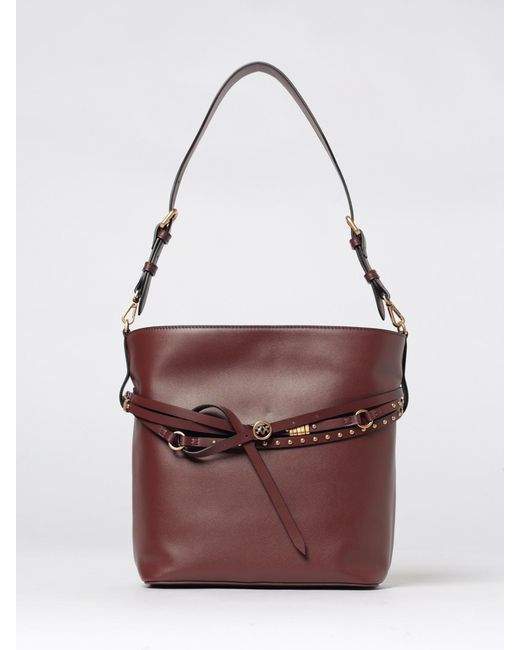 Pinko Purple Belt Bag Leather Bucket Bag With Micro Studs