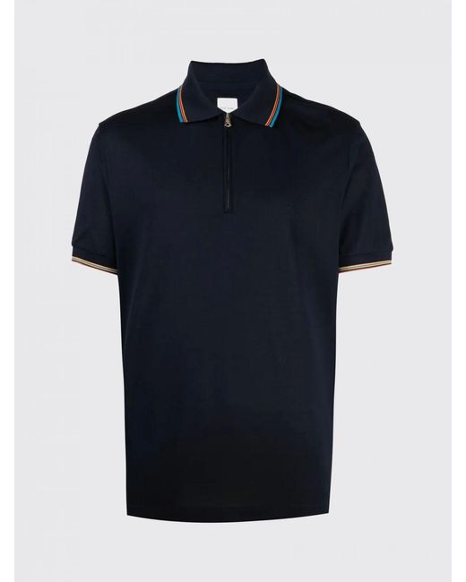 Paul Smith Blue Cotton Polo Shirt With Contrast Trims for men