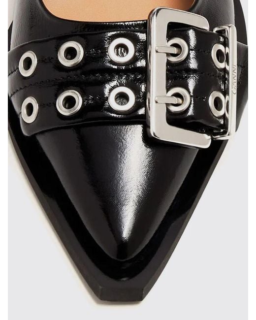Ganni Black Mary Jane Slingback Ballet Flats