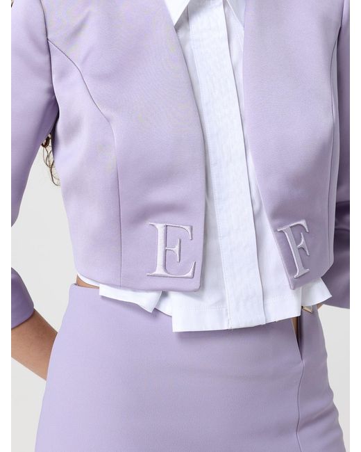 Elisabetta Franchi Purple Satin Crop Jacket