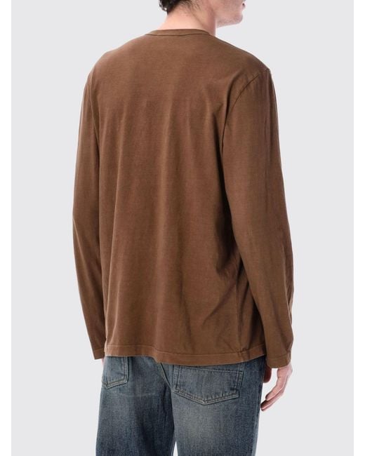 James Perse Brown Crew-Neck Long-Sleeved T-Shirt for men
